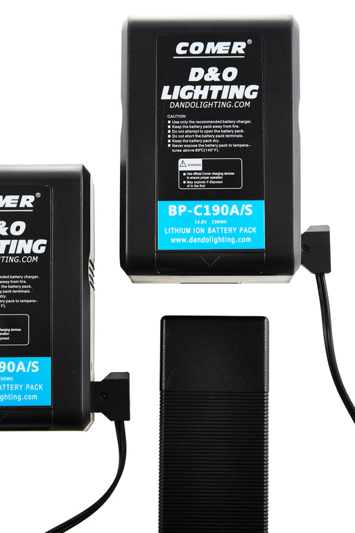 Two 190Wh V-Mount Batteries & D-Tap Charger Bundle